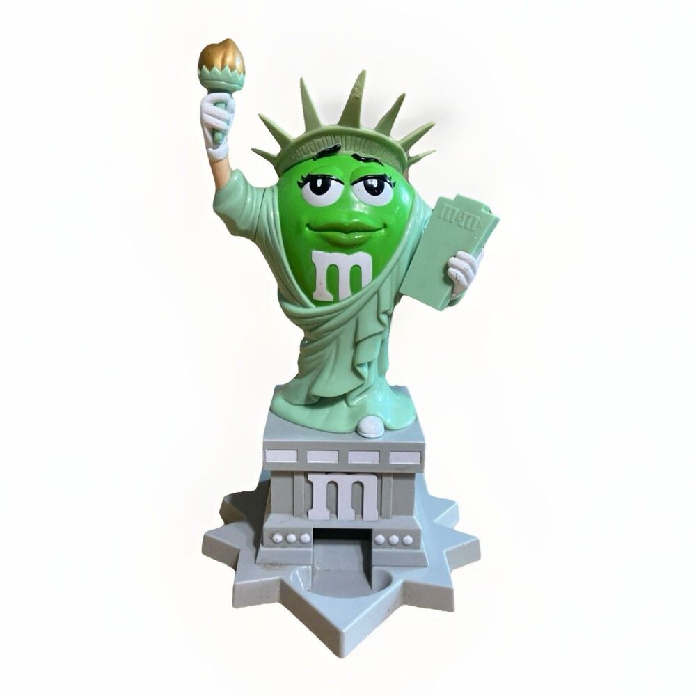 M&M's Ms. Liberty Statue Candy Dispenser Green Girl M & M. Approx 11” Sassy